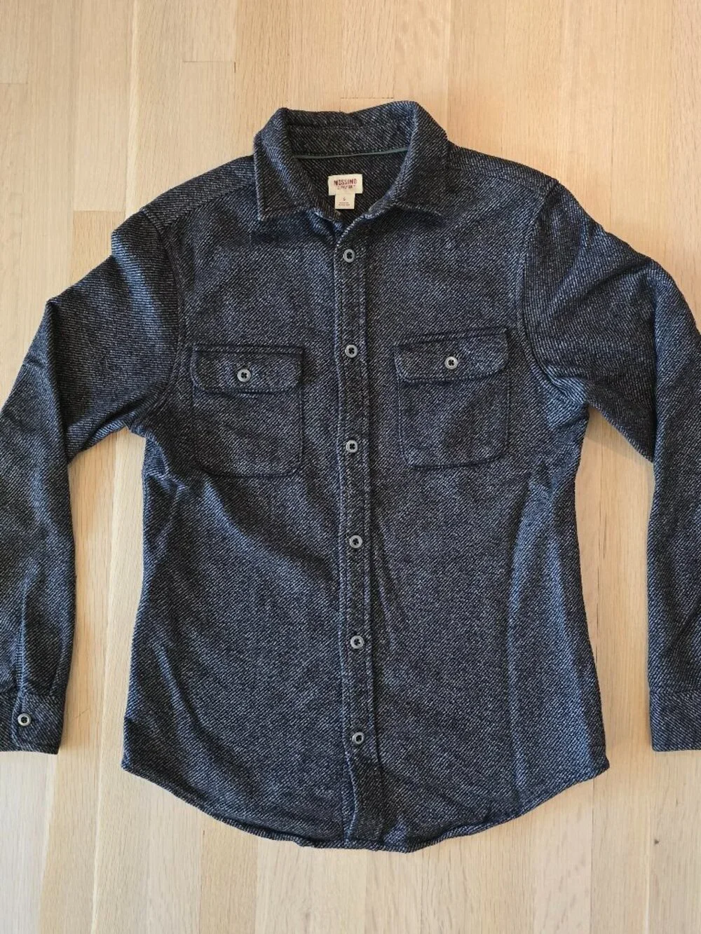 Mossimo Men's Small Black/Grey Herringbone Long Sleeve Button Down Shirt